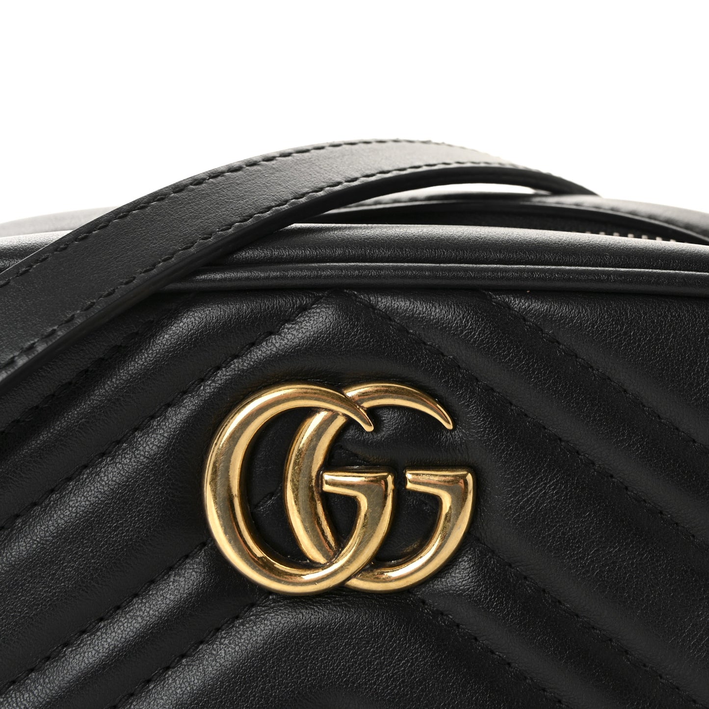 Calfskin Matelasse Mini GG Marmont Chain Shoulder Bag Black