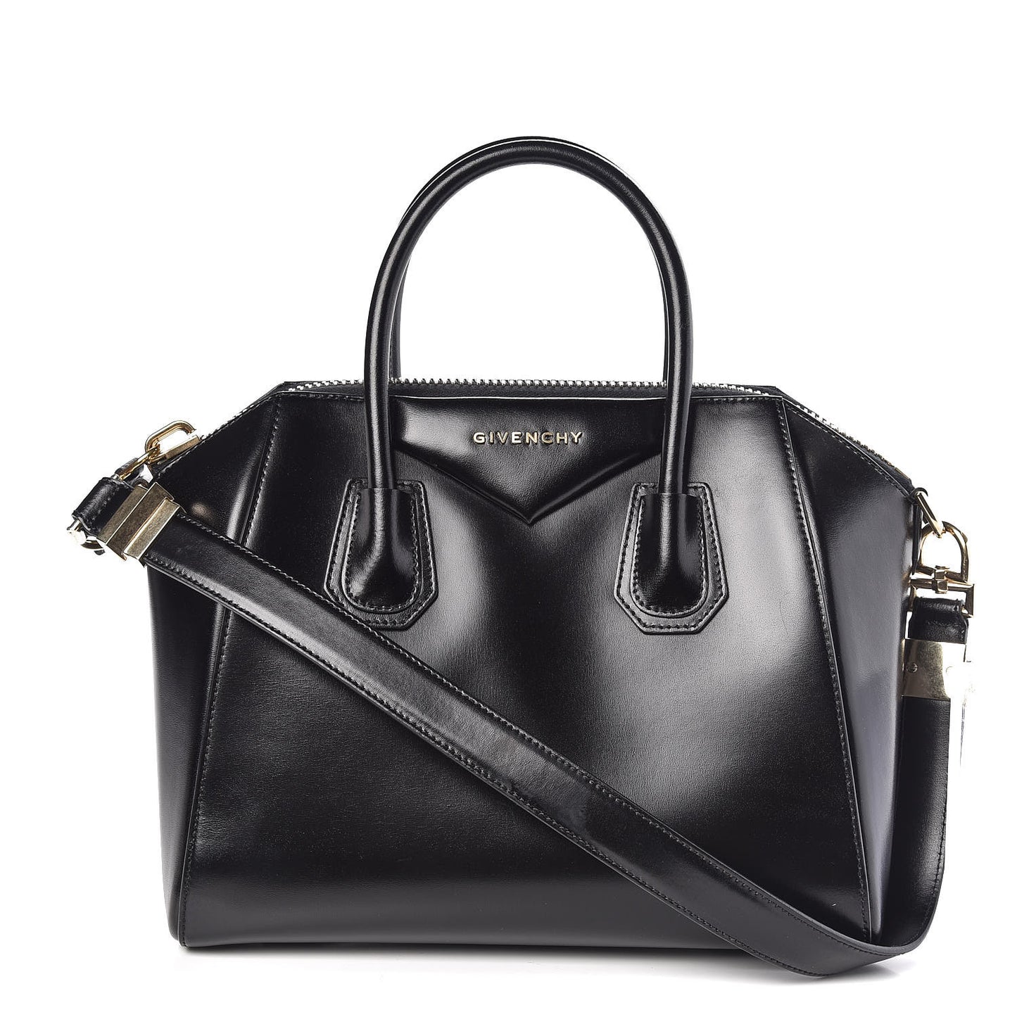 Shiny Lord Calfskin Small Antigona Black