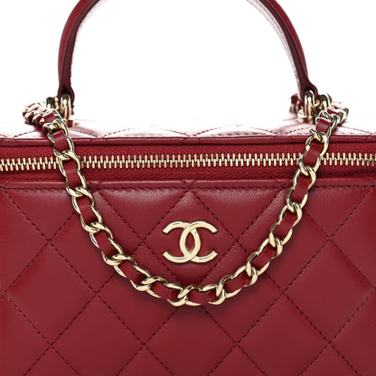Chanel Lambskin Quilted Small Top Handle Vanity Case With Chain Burgundy 8 of 11