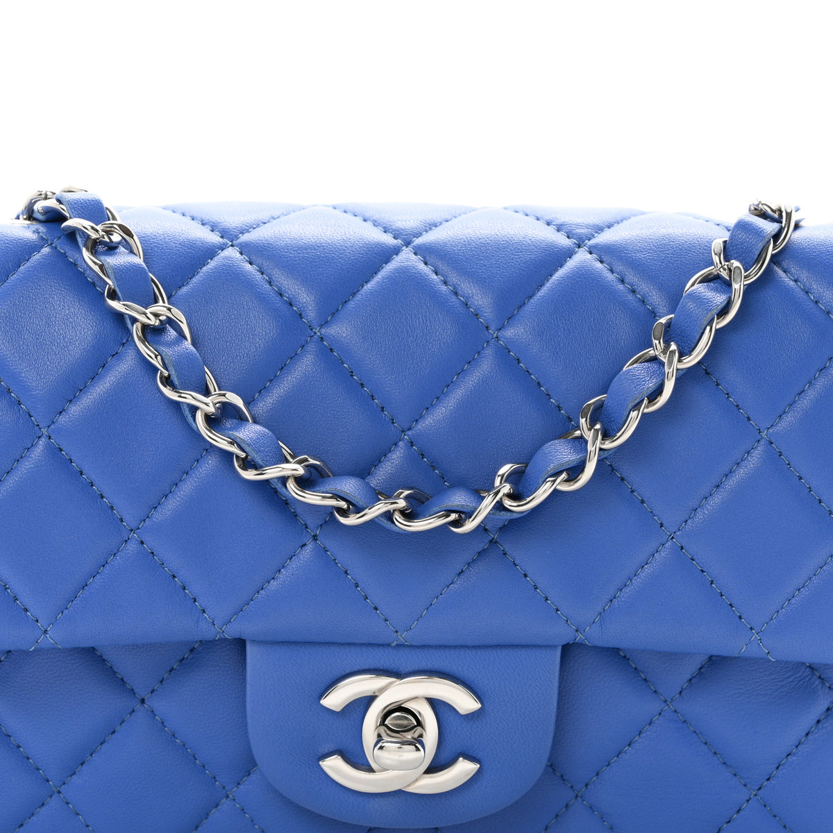 Chanel Lambskin Quilted Mini Rectangular Flap Blue 8 of 10