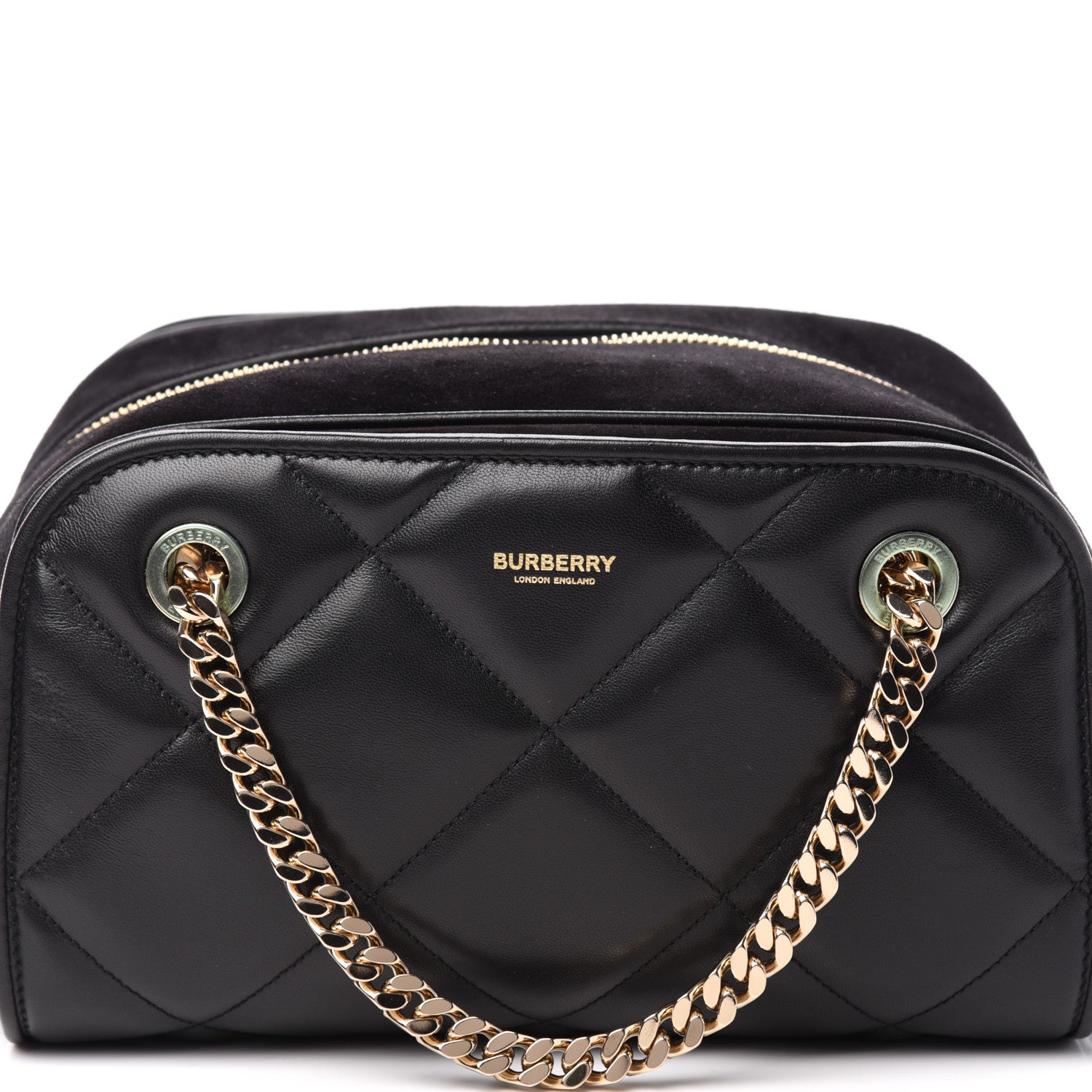Burberry Lambskin Suede Quilted Small Double Cube Bag Black 10 of 10