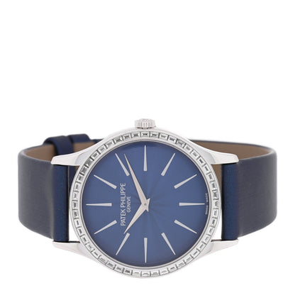 Patek Philippe 18K White Gold Satin Diamond Bezel 33mm Calatrava Manual Winding Watch Blue 4897/300G-001 2 of 5