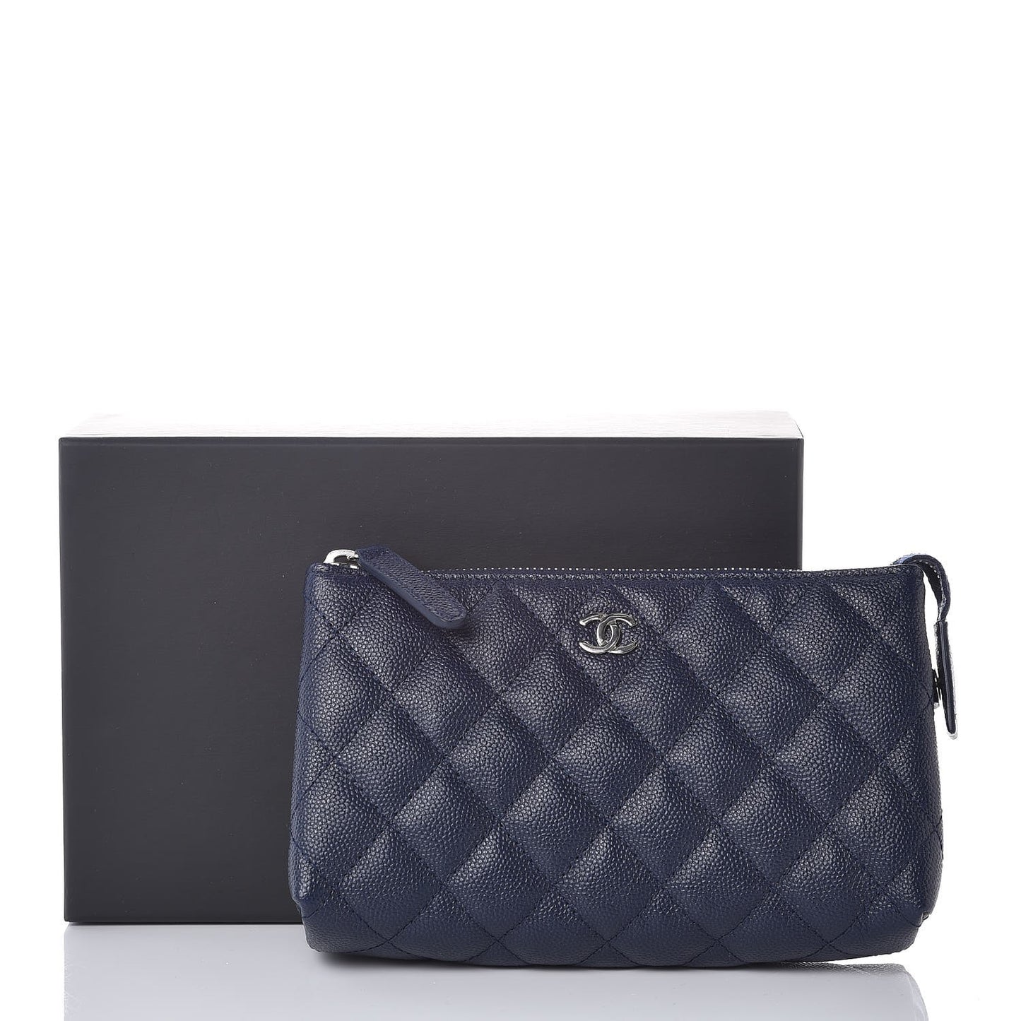 Caviar Quilted Small Pouch Navy