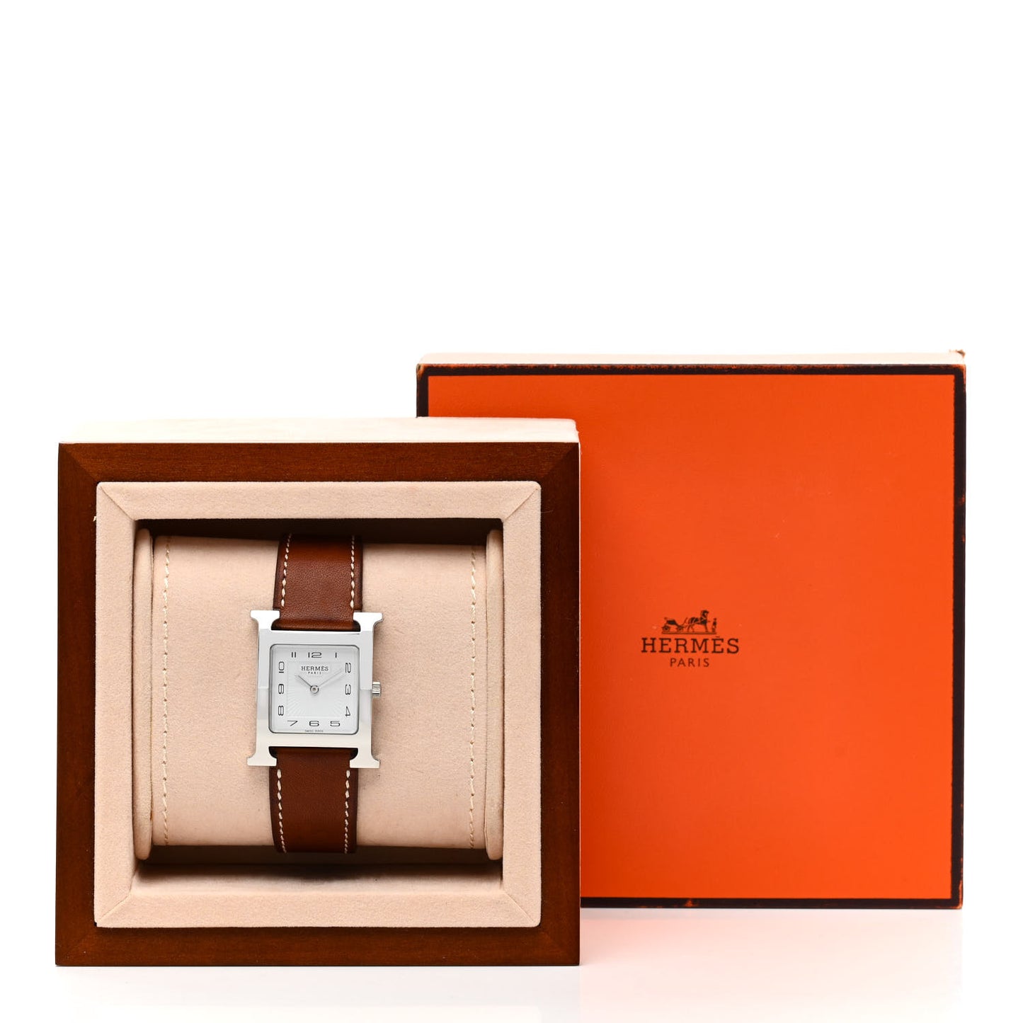 Stainless Steel Barenia 26mm Heure H Hour Quartz Watch Fauve