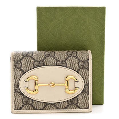 Gucci GG Supreme Monogram Azalea Calfskin Horsebit 1955 Card Case Wallet Beige Ebony Mystic White 14 of 14