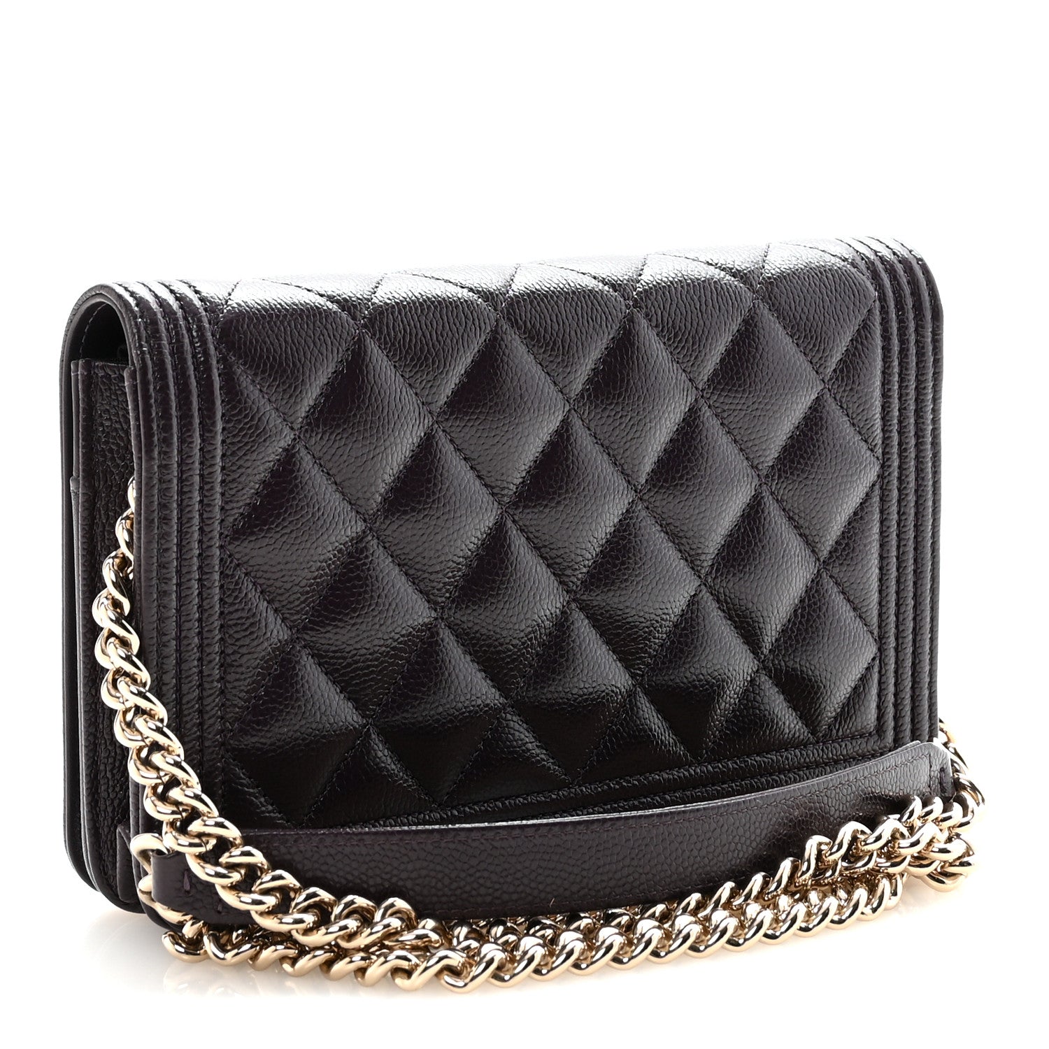 Chanel Caviar Quilted Boy Wallet On Chain WOC Dark Purple 5 of 23