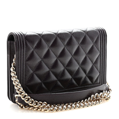 Chanel Caviar Quilted Boy Wallet On Chain WOC Dark Purple 5 of 23