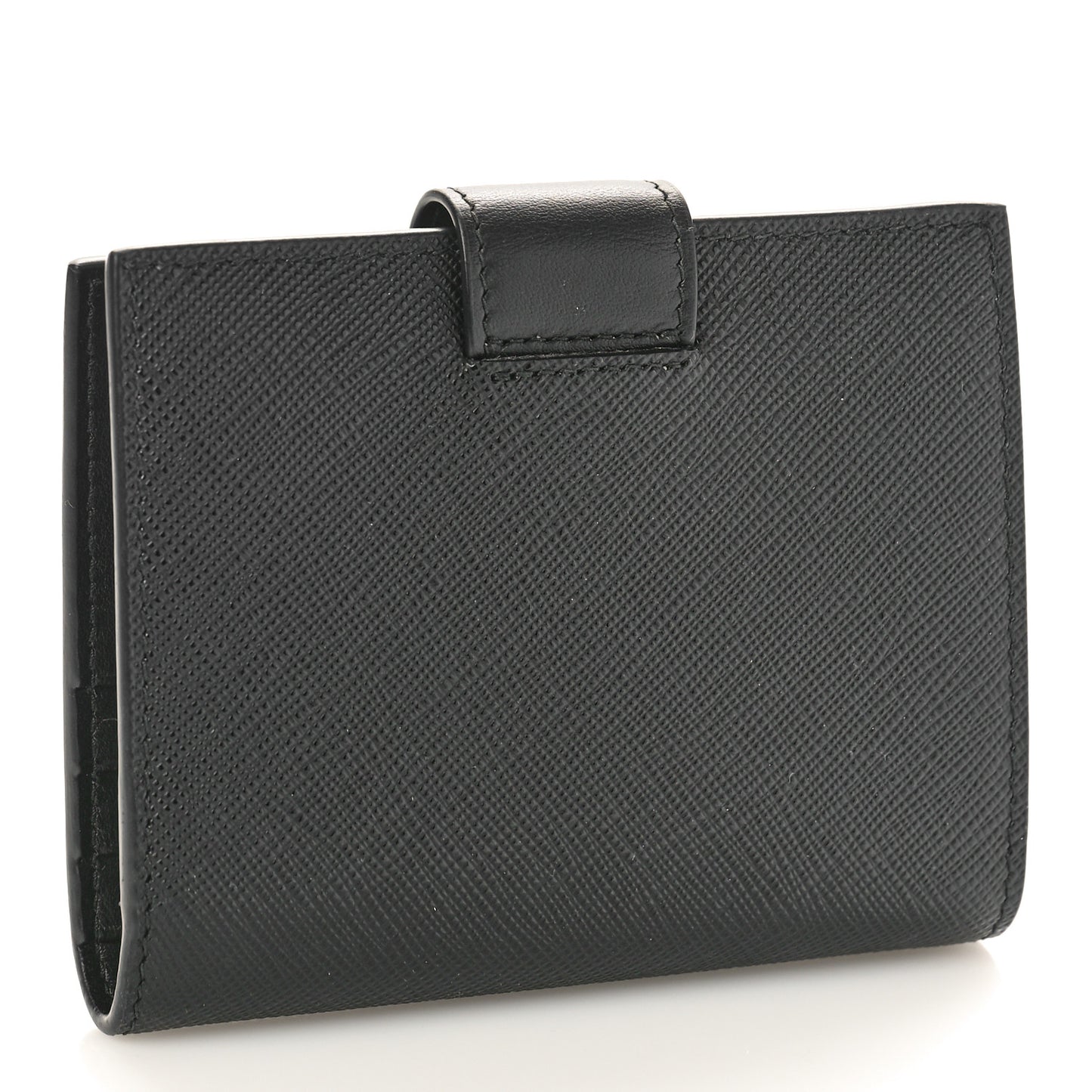 Saffiano Small Triangle Bi-Fold Tab Wallet Black
