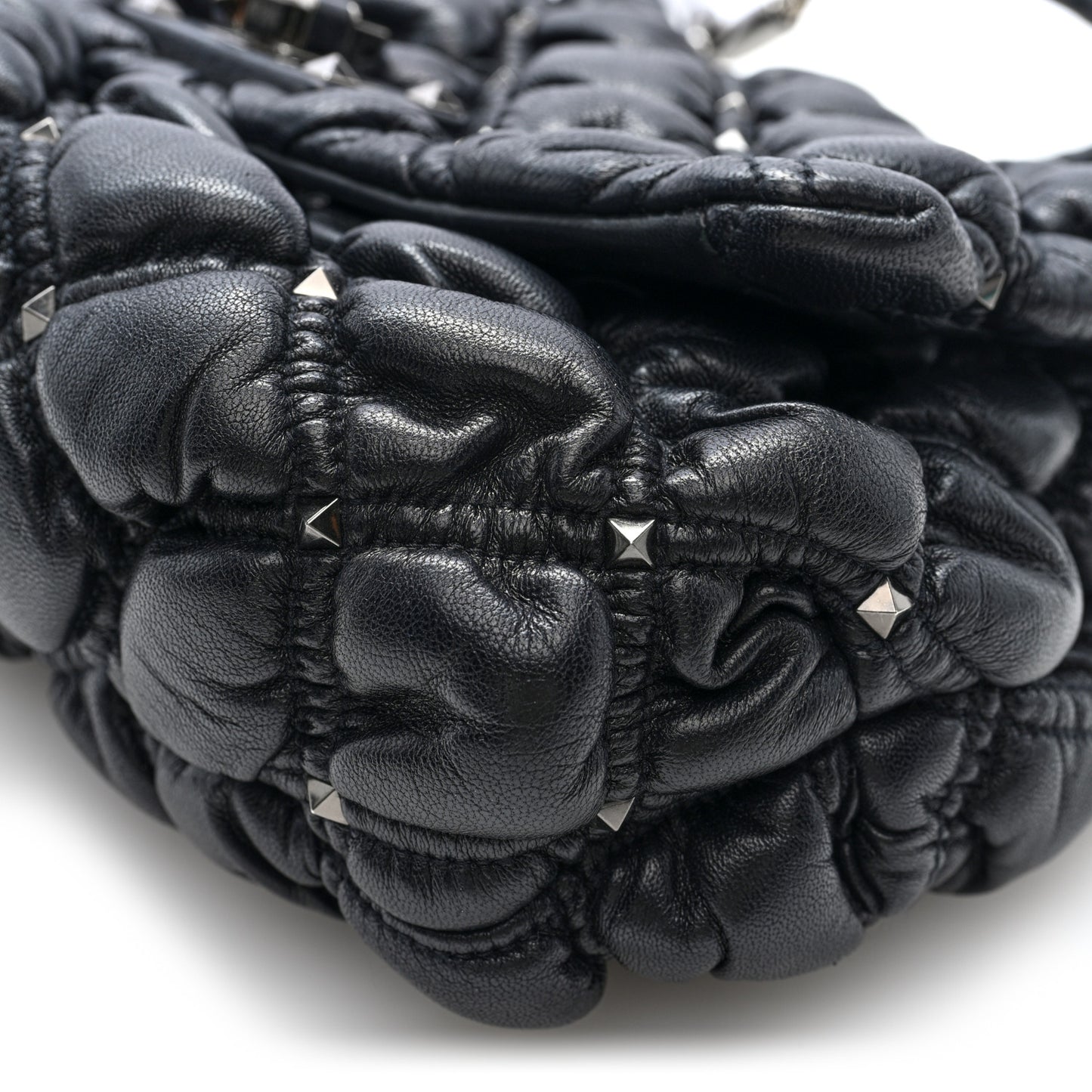 Nappa Medium Spikeme Shoulder Bag Black