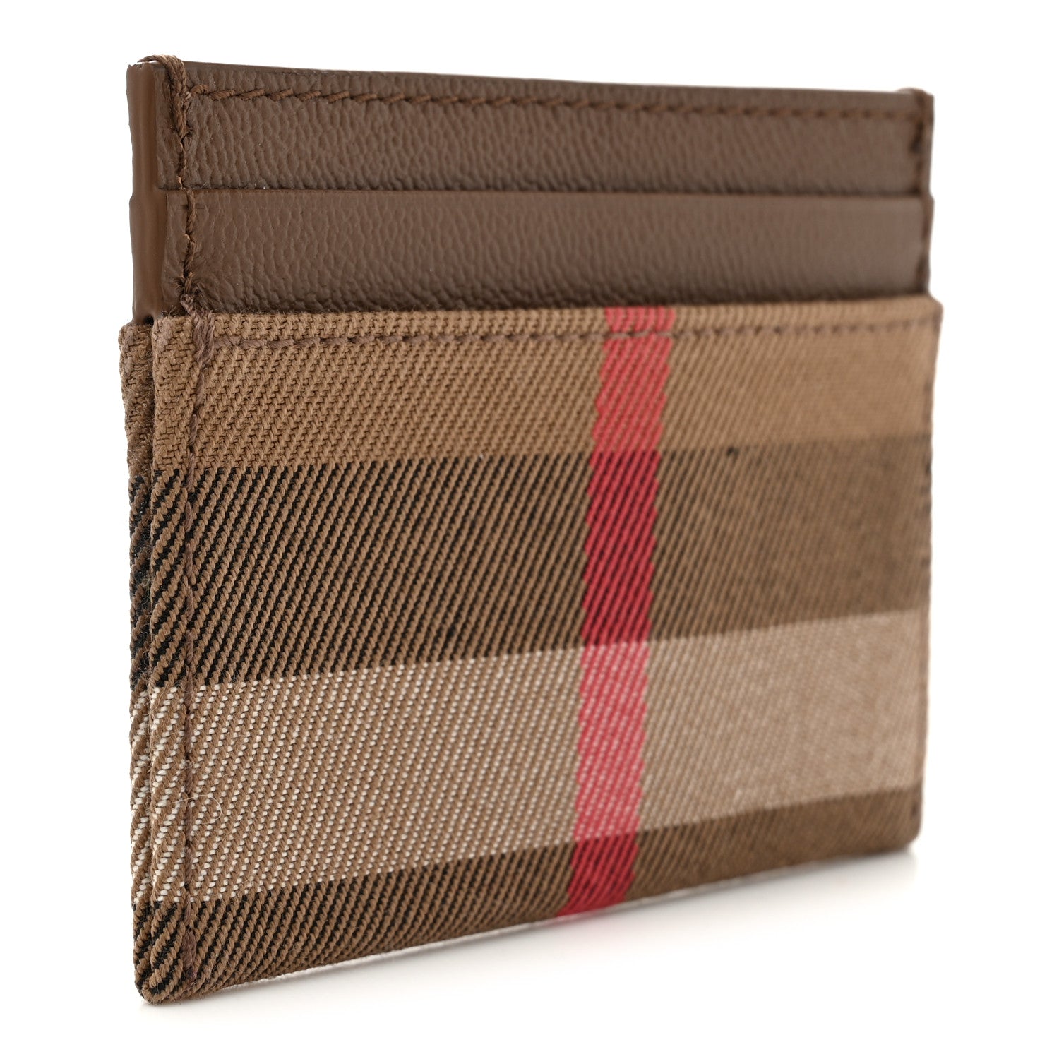 Burberry Grainy Calfskin Vintage Check Sandon Card Case Tan 3 of 8