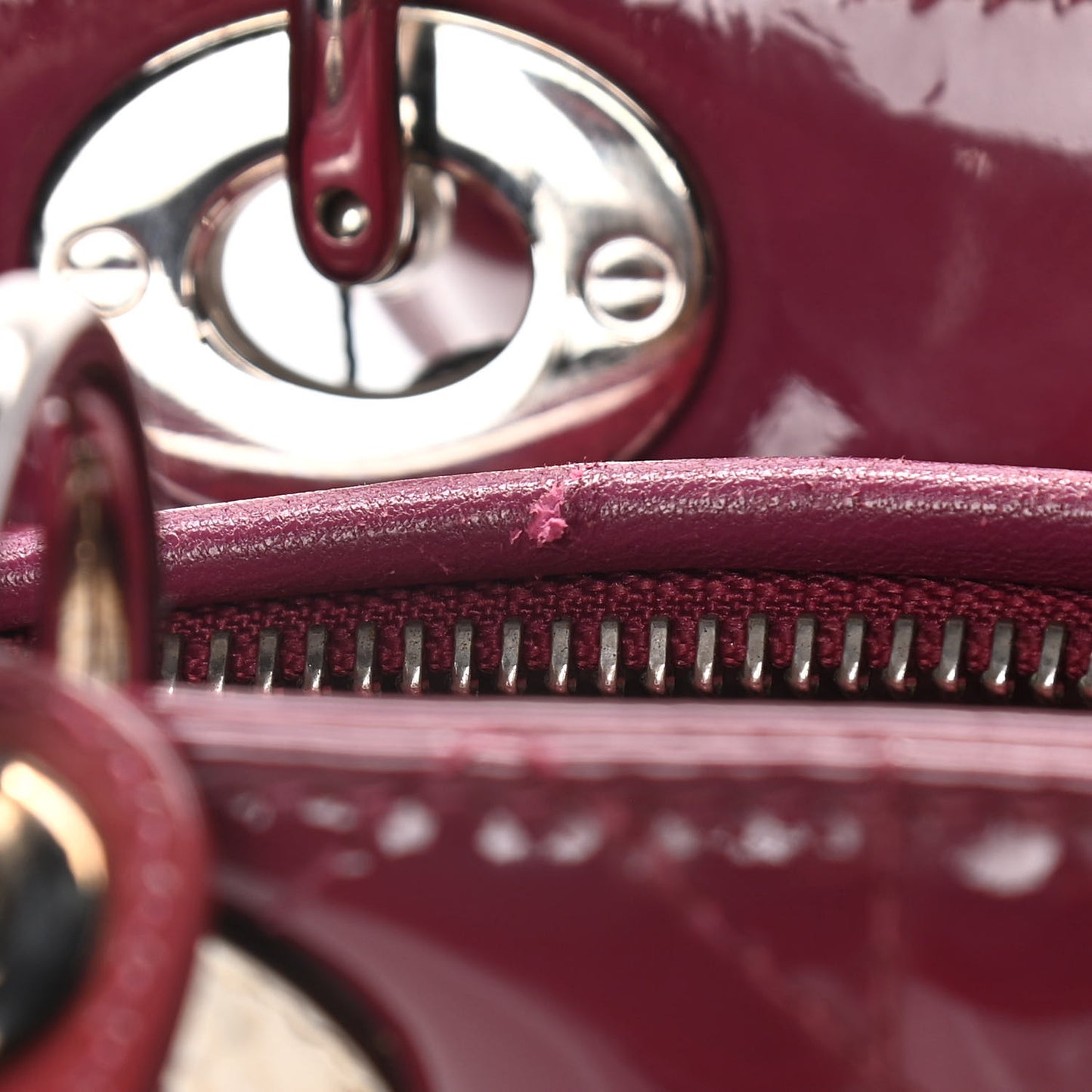 Patent Cannage Medium Lady Dior Dark Pink