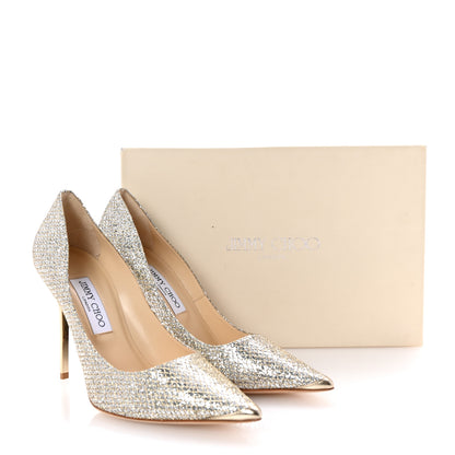 Jimmy Choo Lame Glitter Pointy Toe Romy 100 Pumps 39 Light Bronze 9 of 9