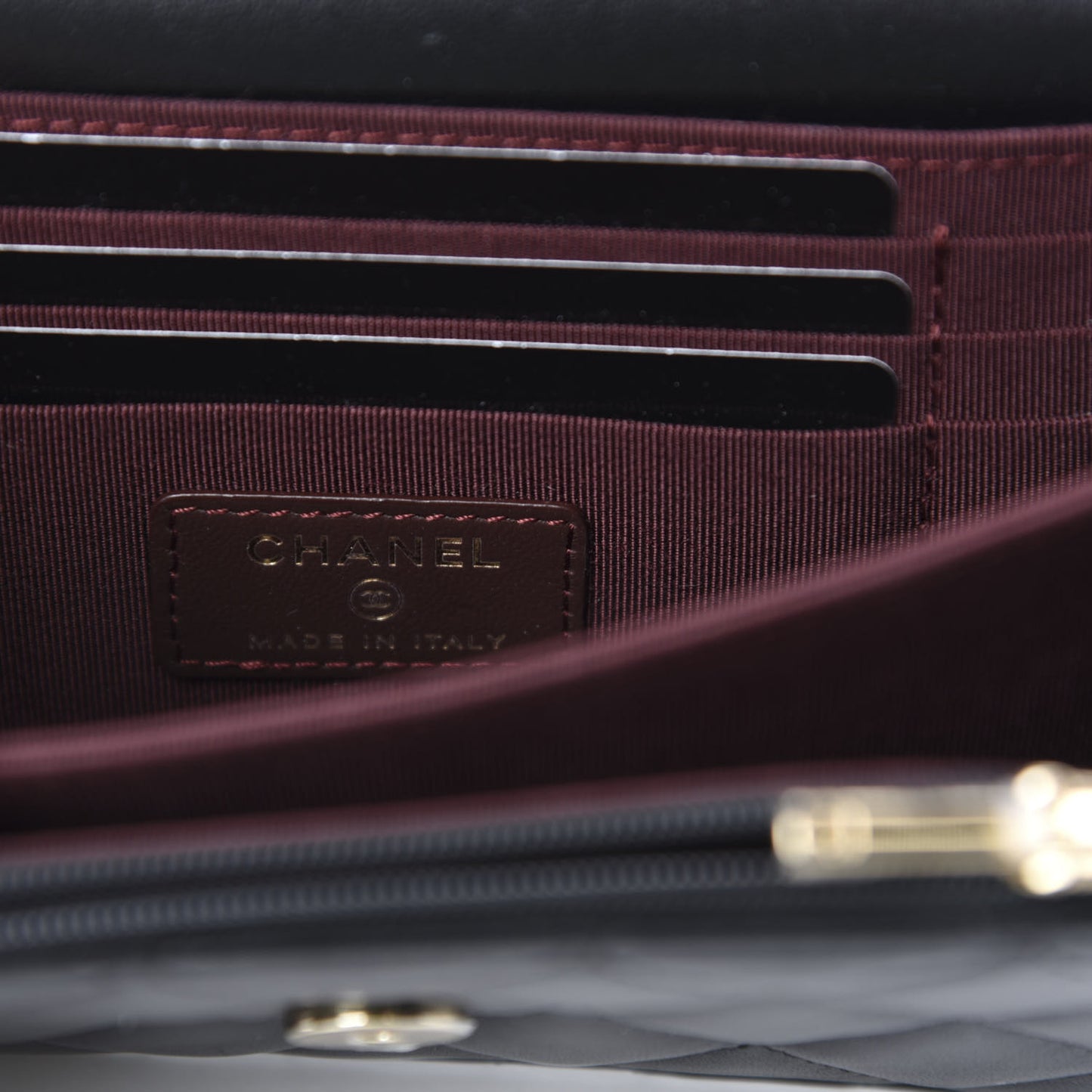 Lambskin Quilted Mini Wallet On Chain WOC Black