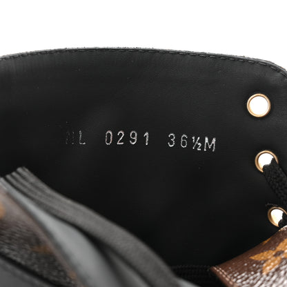 Louis Vuitton Calfskin Monogram Wonderland Flat Ranger Boots 36.5 Black 9 of 10