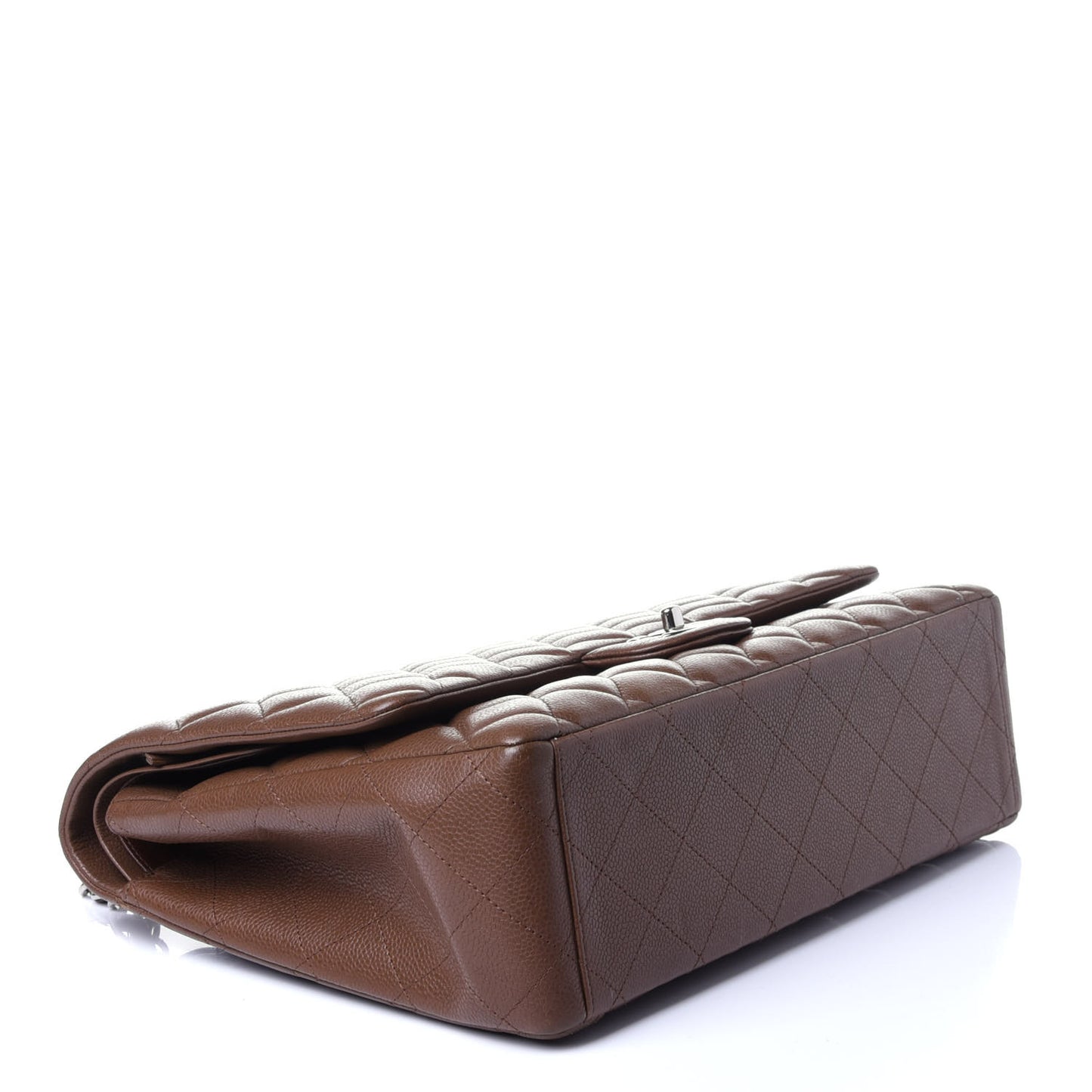 Caviar Quilted Maxi Double Flap Brown