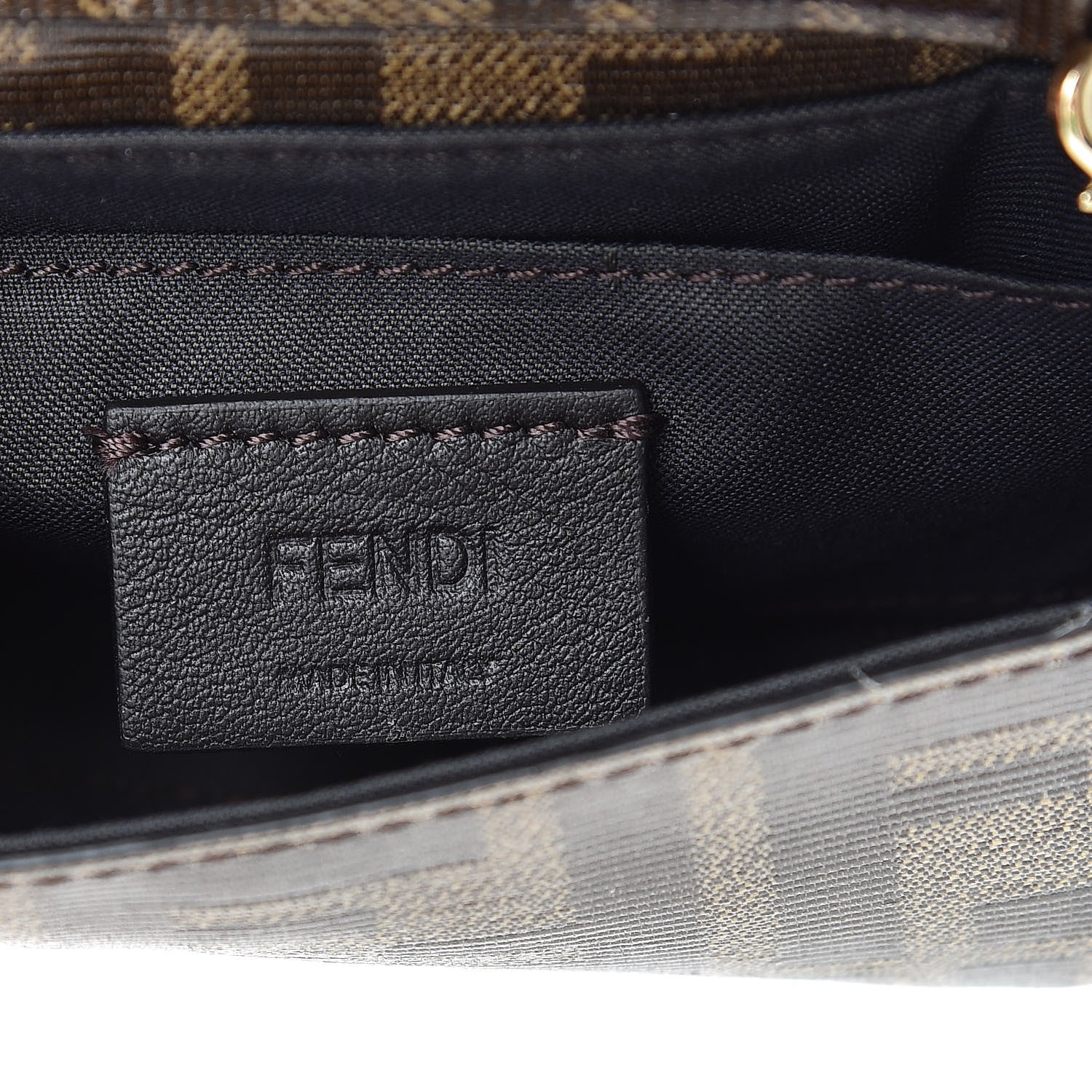 Fendi Glazed Fabric FF 1974 Nano Baguette Belt Charm Mogano Panna 6 of 8