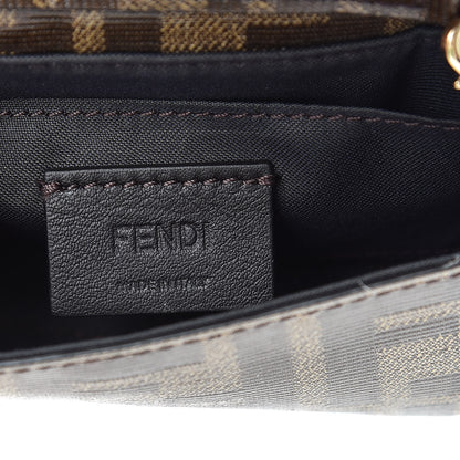 Fendi Glazed Fabric FF 1974 Nano Baguette Belt Charm Mogano Panna 6 of 8