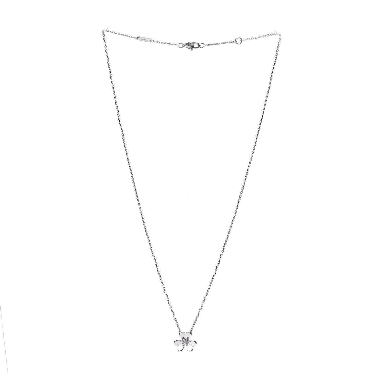 Van Cleef & Arpels 18K White Gold Diamond Mini Frivole Pendant Necklace 3 of 7