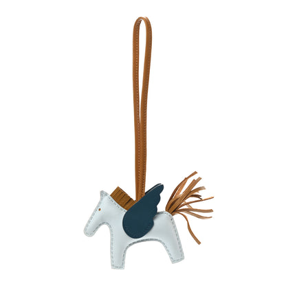 Hermes Milo Lambskin Grigri Rodeo Pegase Horse Bag Charm PM Bleu Brume Sesame Vert Bosphore 1 of 5