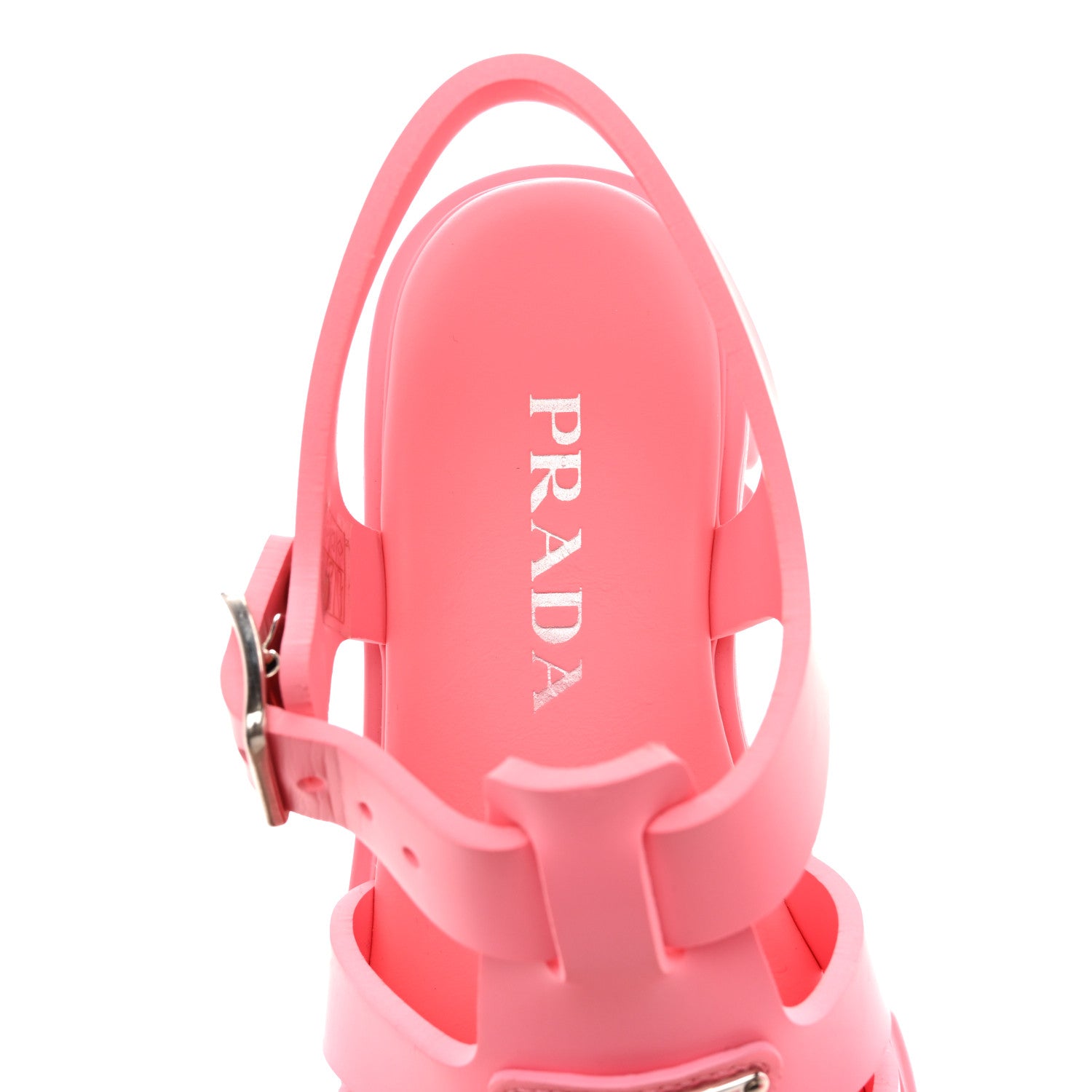 Prada Foam Rubber Triangle Logo Monolith 55mm Cage Sandals 38 Begonia 7 of 12