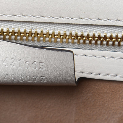 Gucci Calfskin Embroidered Medium Sylvie Top Handle Bag White 7 of 12