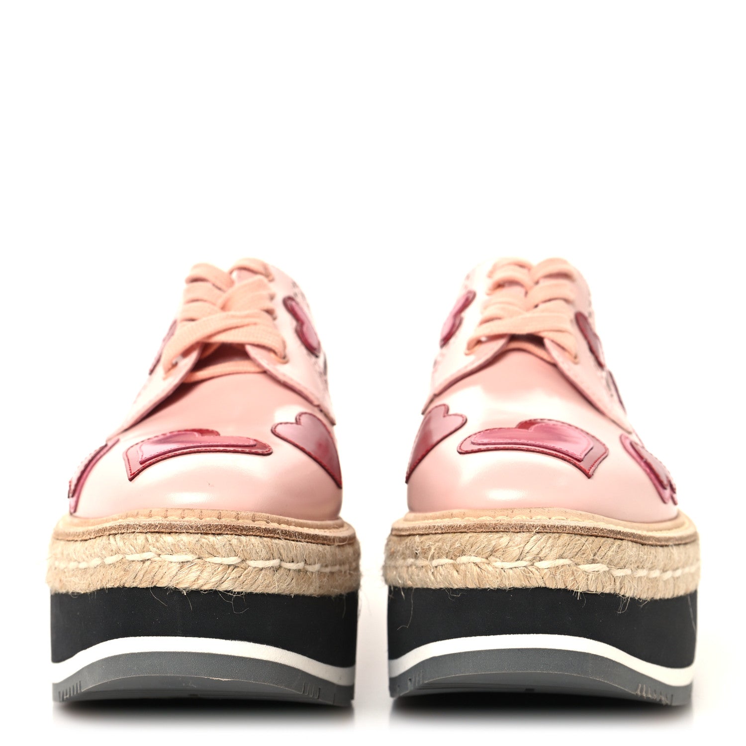 Prada Patent Calfskin Espadrille Hearts 45mm Platform Sneakers
