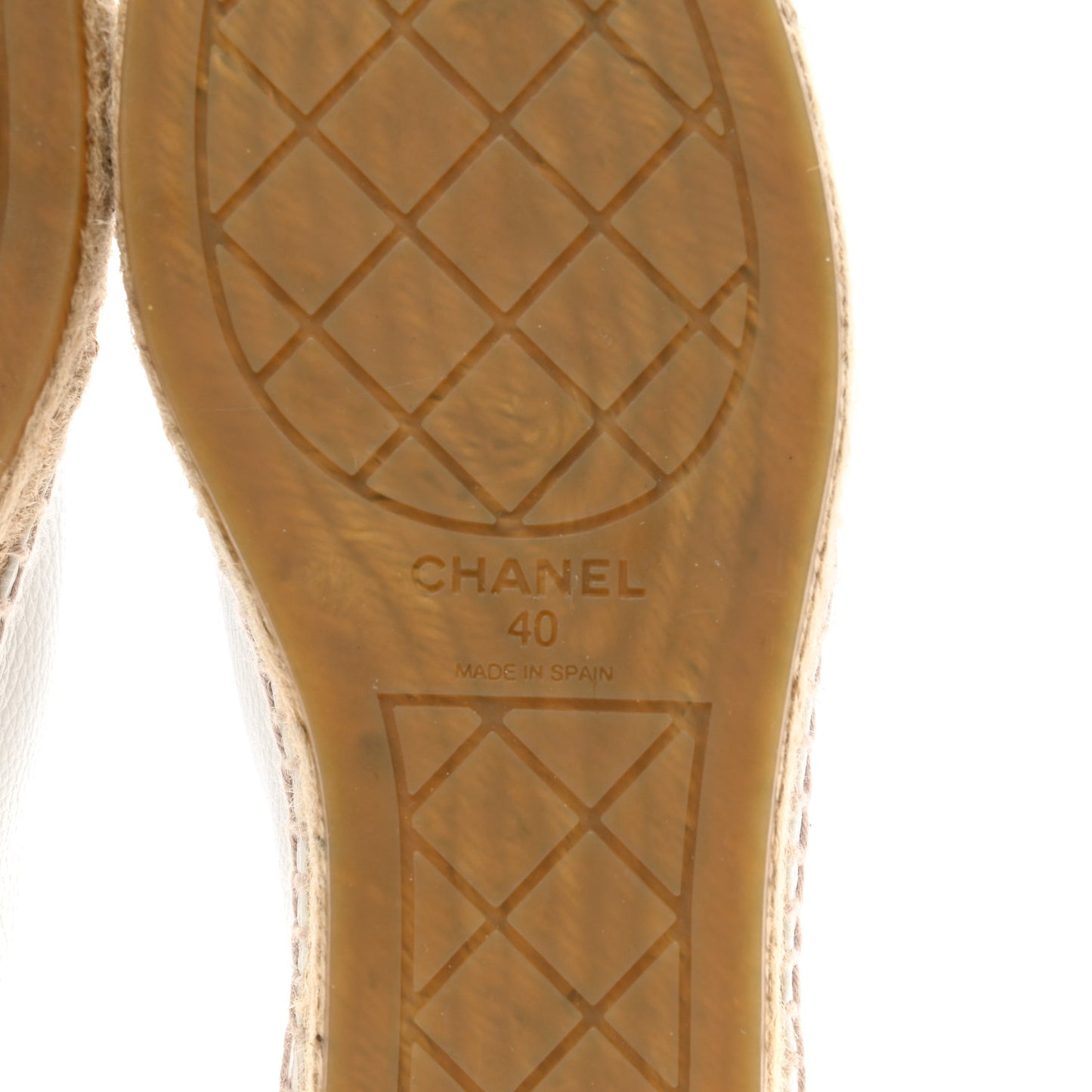 Grained Calfskin CC Espadrilles 40 White Black