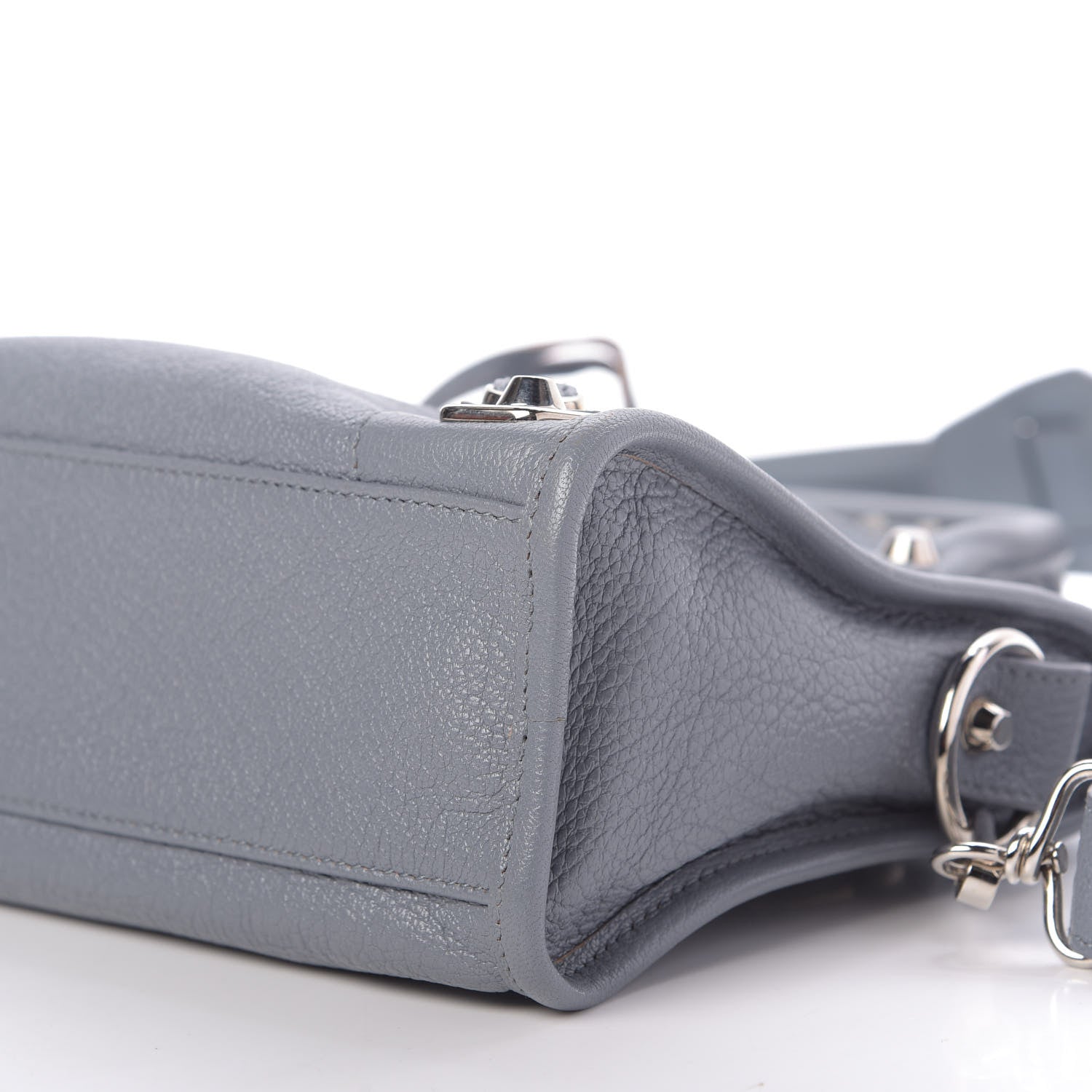 Balenciaga Chevre Silver Metallic Edge Hardware Mini City Bleu Acier 7 of 9