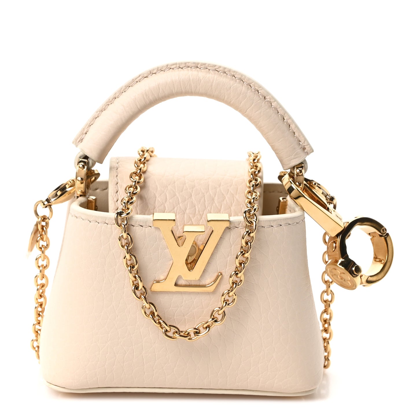 Taurillon Capucines Micro Bag Charm Beige