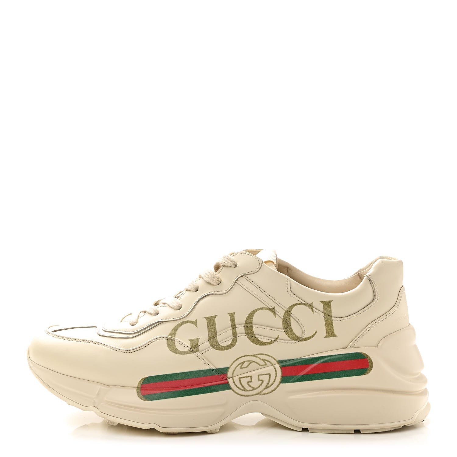Gucci Calfskin Logo Womens Rhyton Sneakers 41 Ivory 1 of 11