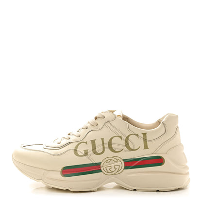 Gucci Calfskin Logo Womens Rhyton Sneakers 41 Ivory 1 of 11
