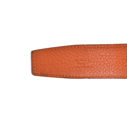 Hermes Box Togo 32mm H Belt 100 Black Orange 6 of 11