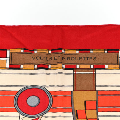 Hermes Cashmere Silk Voltes Et Pirouettes Shawl 140 Rouge Creme Beige 3 of 5