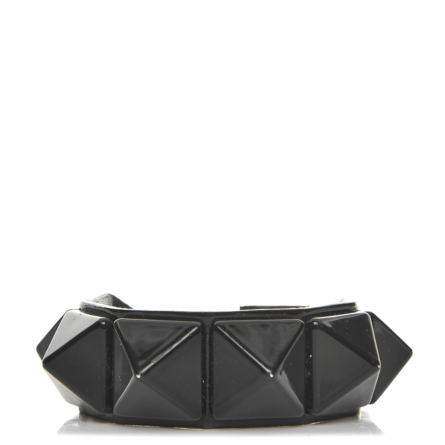 Patent Calfskin Macro Rockstud Bracelet Black