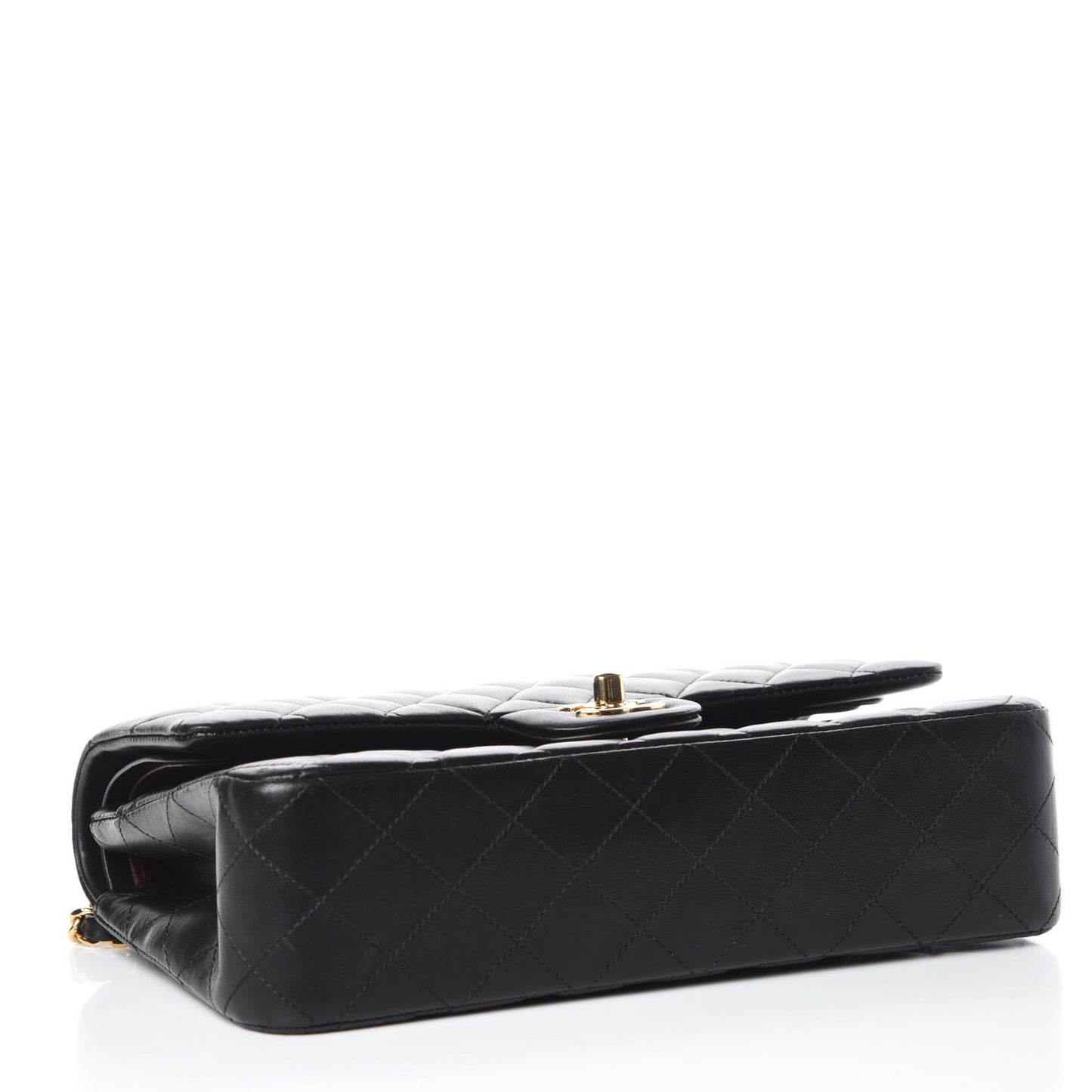 Lambskin Quilted Medium Double Flap Black
