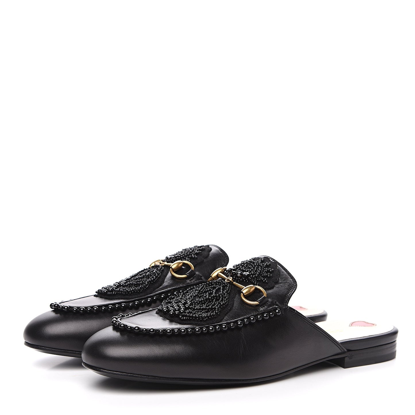 Malaga Kid Bead Embellished Womens Princetown Slippers 40 Black