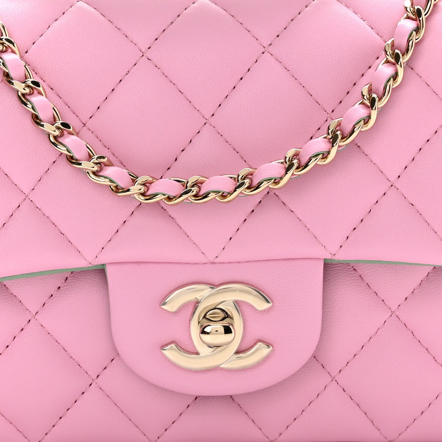 Chanel Lambskin Quilted Mini Top Handle Rectangular Flap Lilac Light Green 8 of 11
