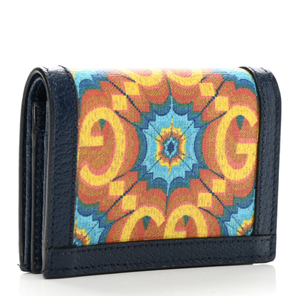 Gucci GG Supreme Kaleidoscope Calfskin Script Logo Gucci 100 Card Case Wallet Blue Orange Multicolor Blue Agata 3 of 9