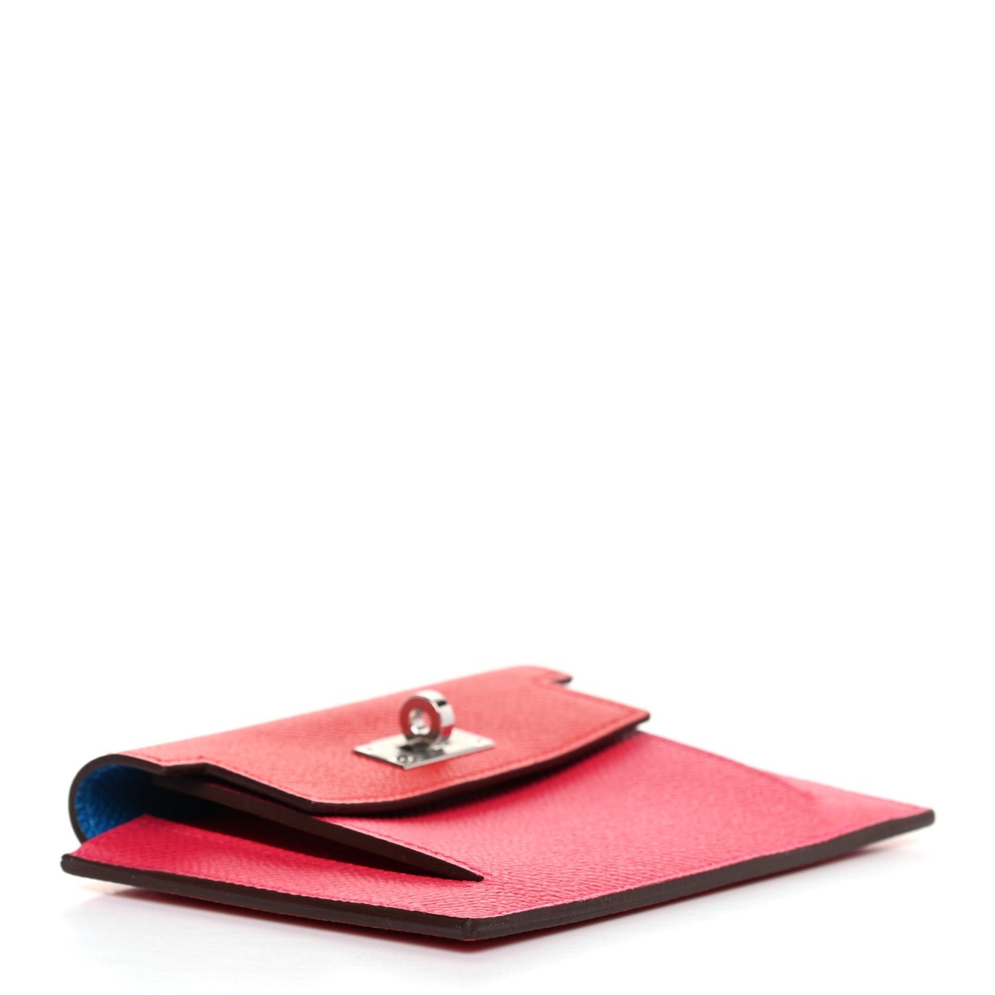 Epsom Tricolor Kelly Pocket Compact Wallet Rouge Coeur Rose Extreme Bleu Zanzibar