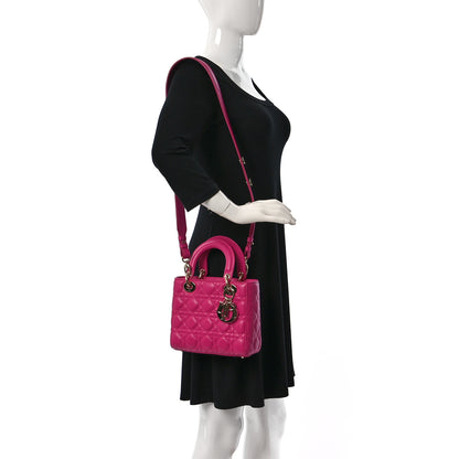 Christian Dior Lambskin Cannage Small Lucky Badges My Lady Dior Magenta 2 of 9