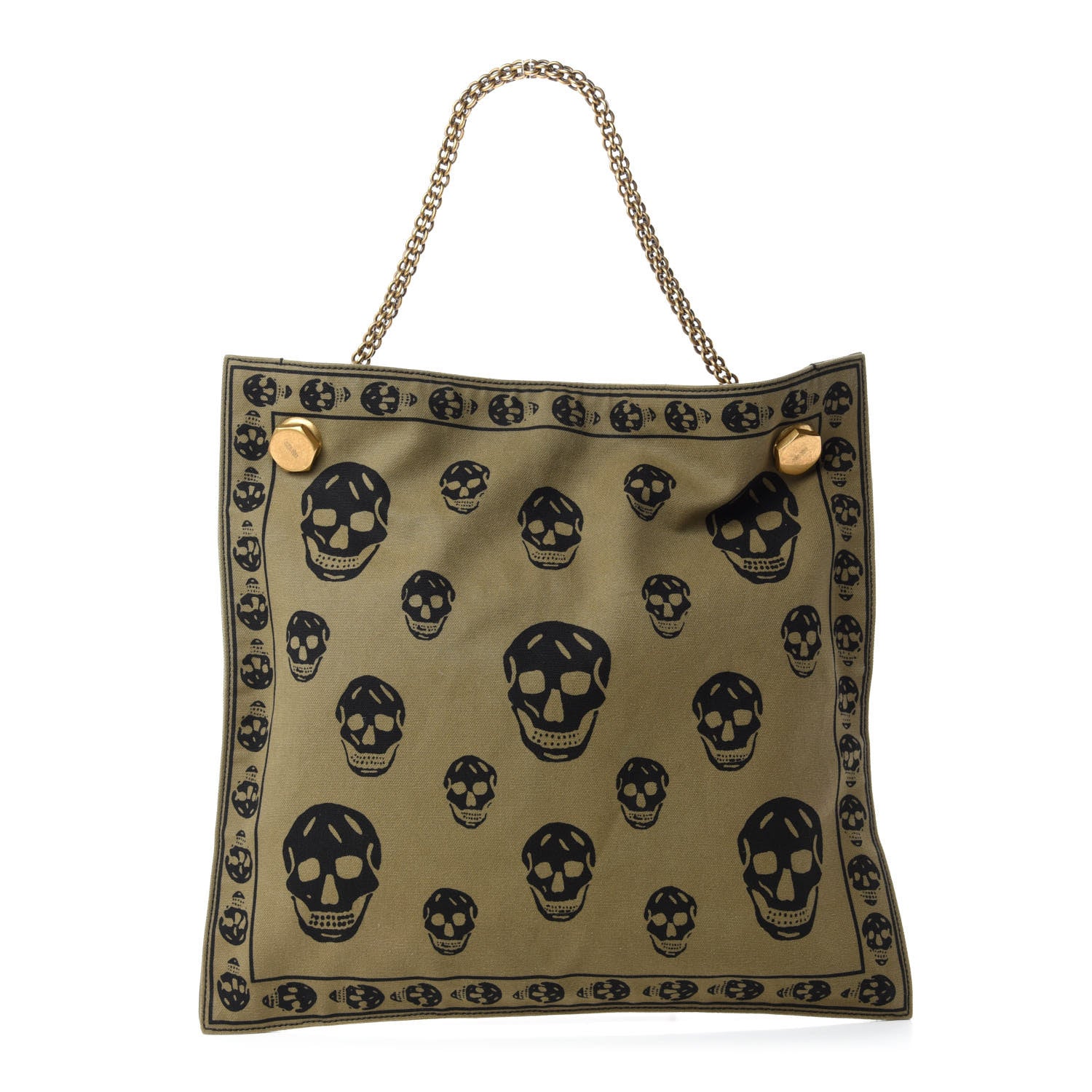 Alexander McQueen Canvas Skull Print Shopper Green Black 1 of 10