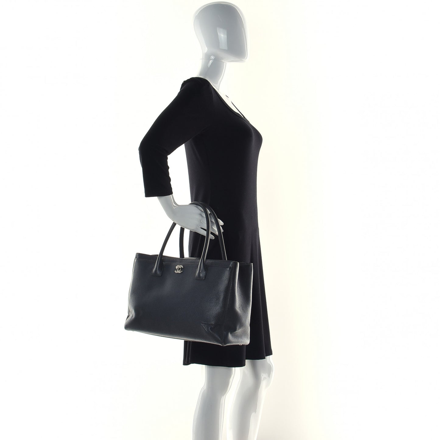 Calfskin Cerf Executive Shopper Tote Anthracite