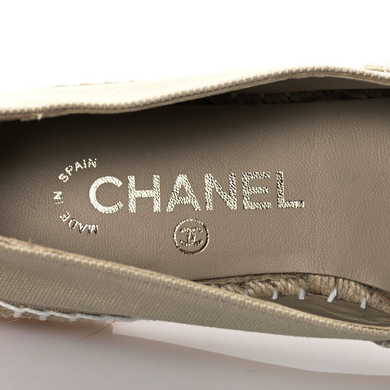 Chanel Fabric Biarritz CC Espadrilles 38 Beige White 8 of 10