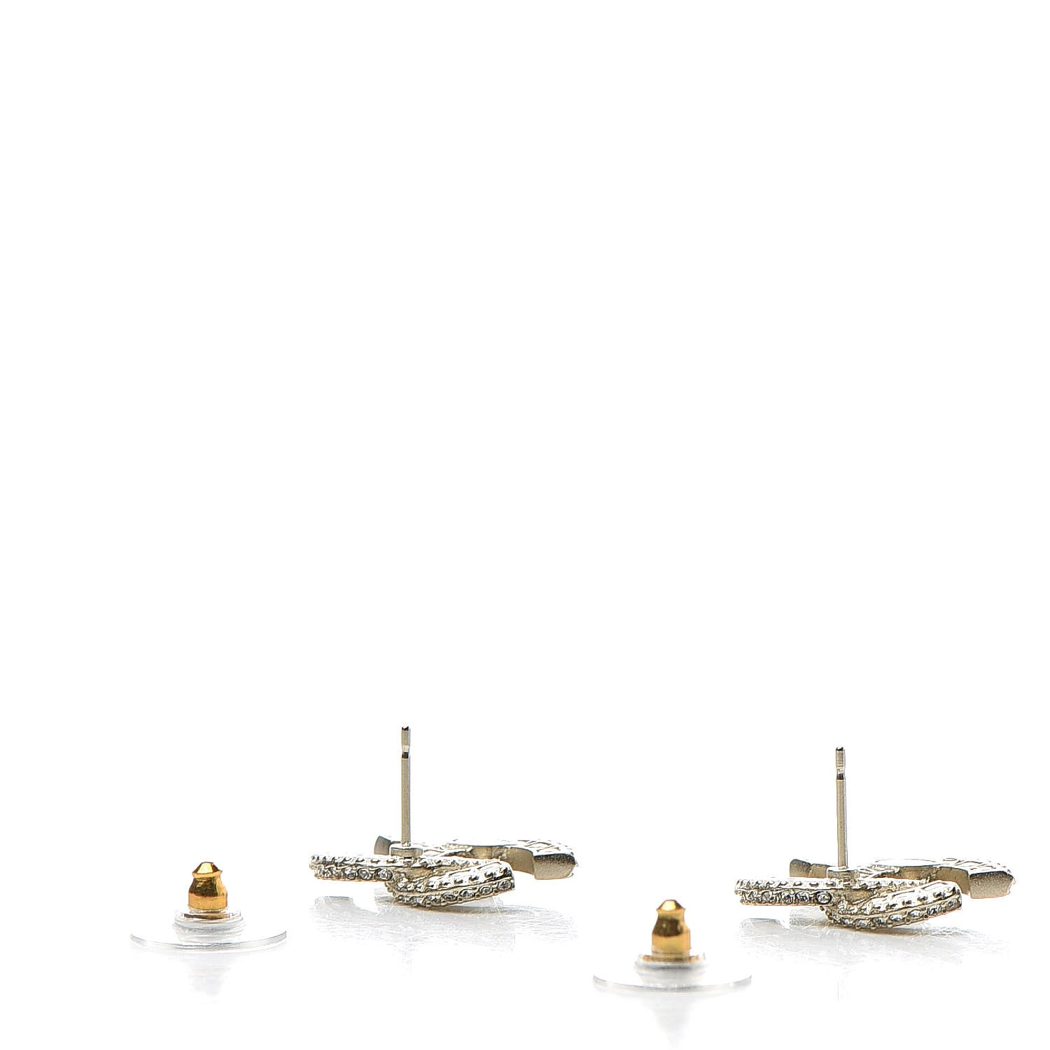 Chanel Crystal Timeless CC Earrings Light Gold 3 of 5