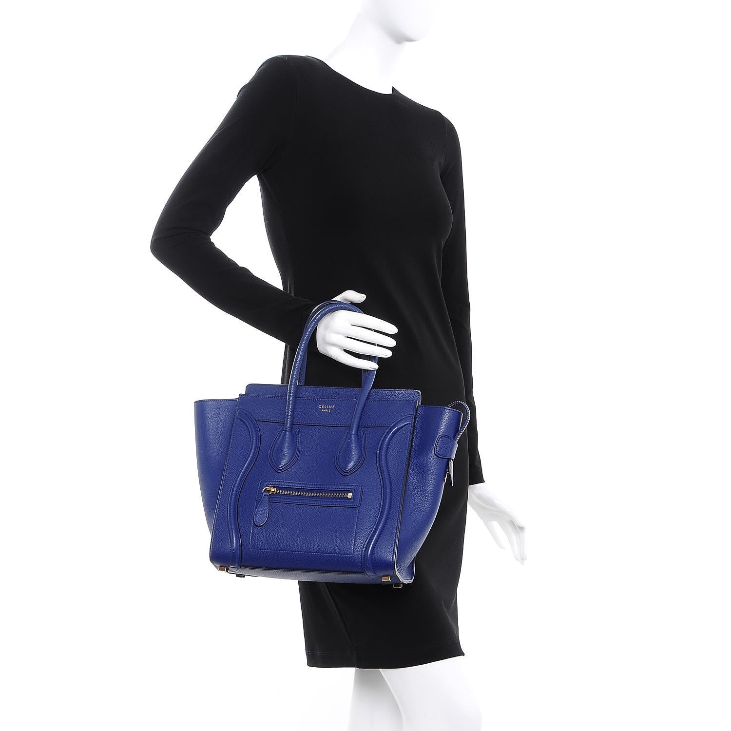 Celine Drummed Calfskin Micro Luggage Indigo 2 of 14
