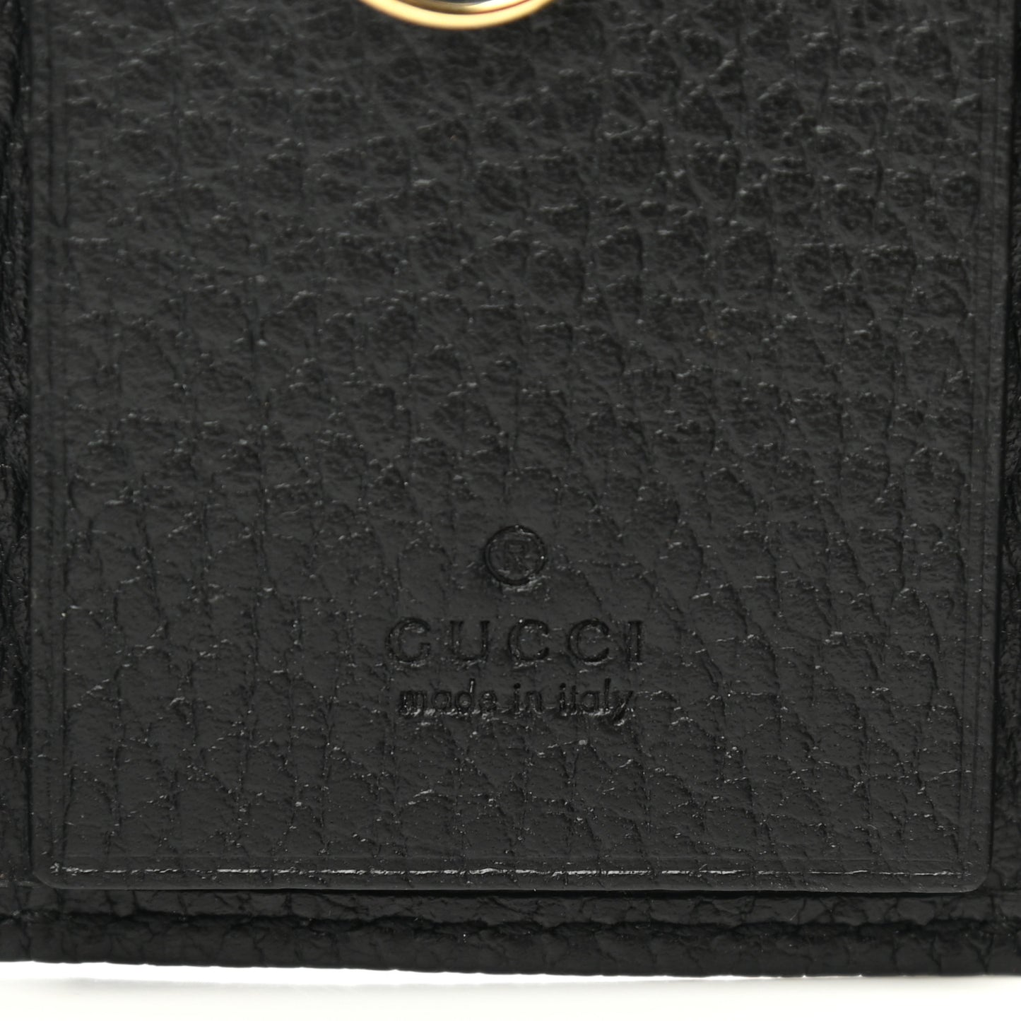 Pebbled Calfskin GG Marmont 6 Key Holder Black