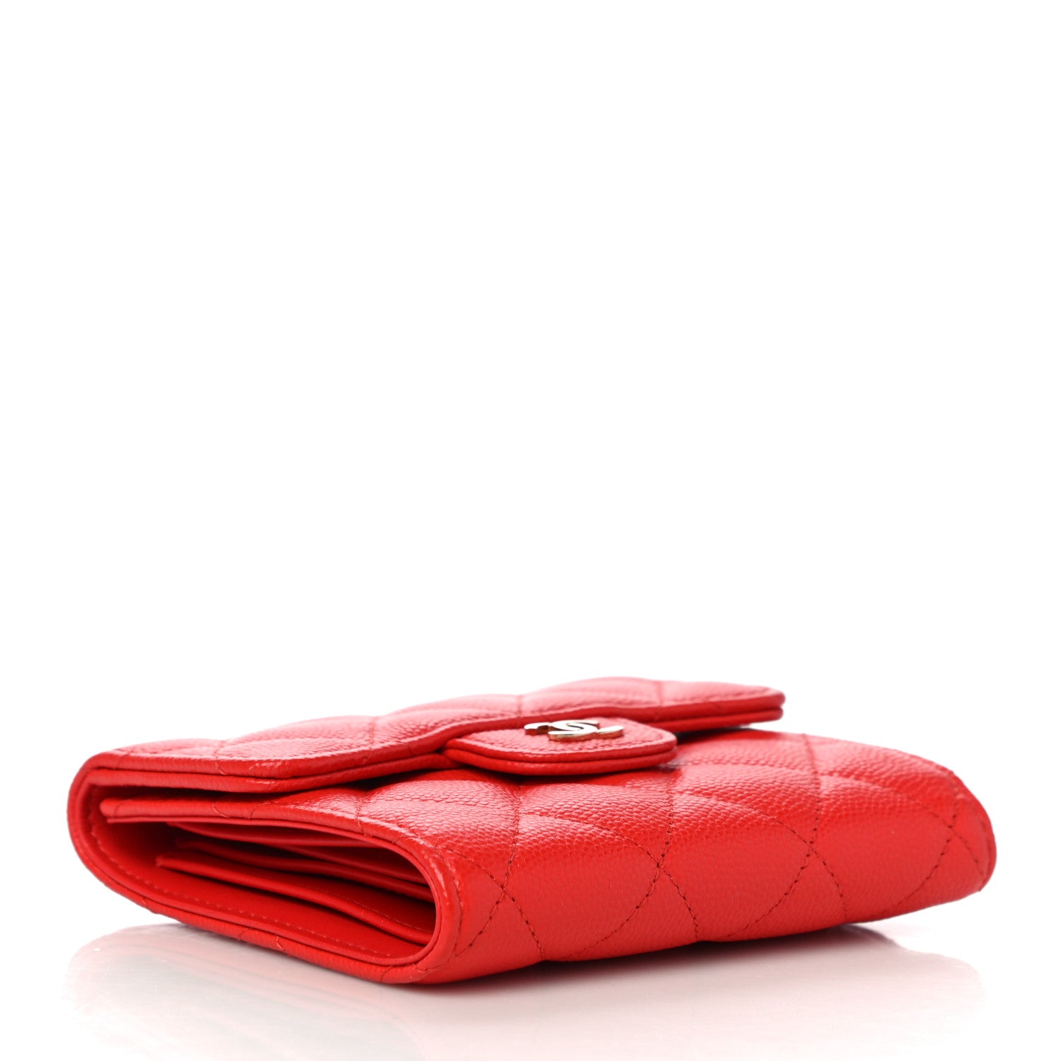 Chanel Caviar Quilted Compact Flap Wallet Red 4 of 12