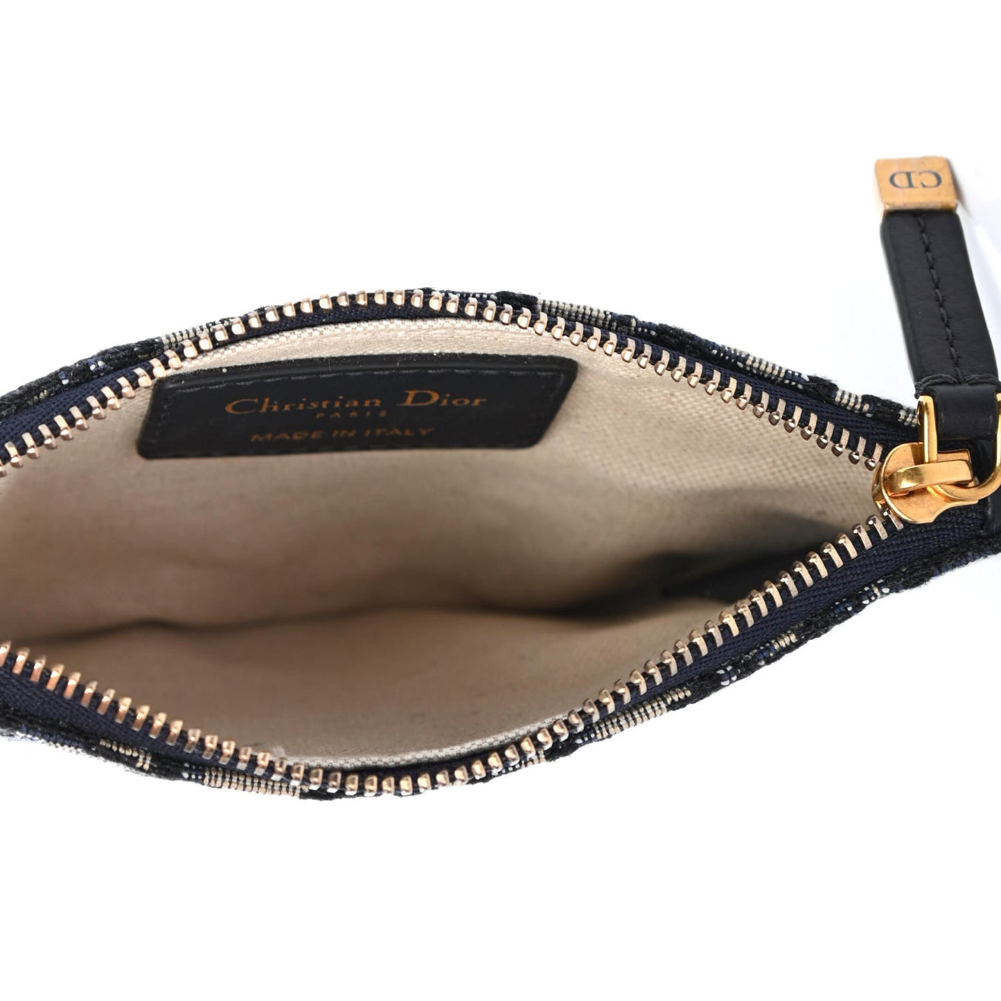 Oblique Zipped Card Holder Blue