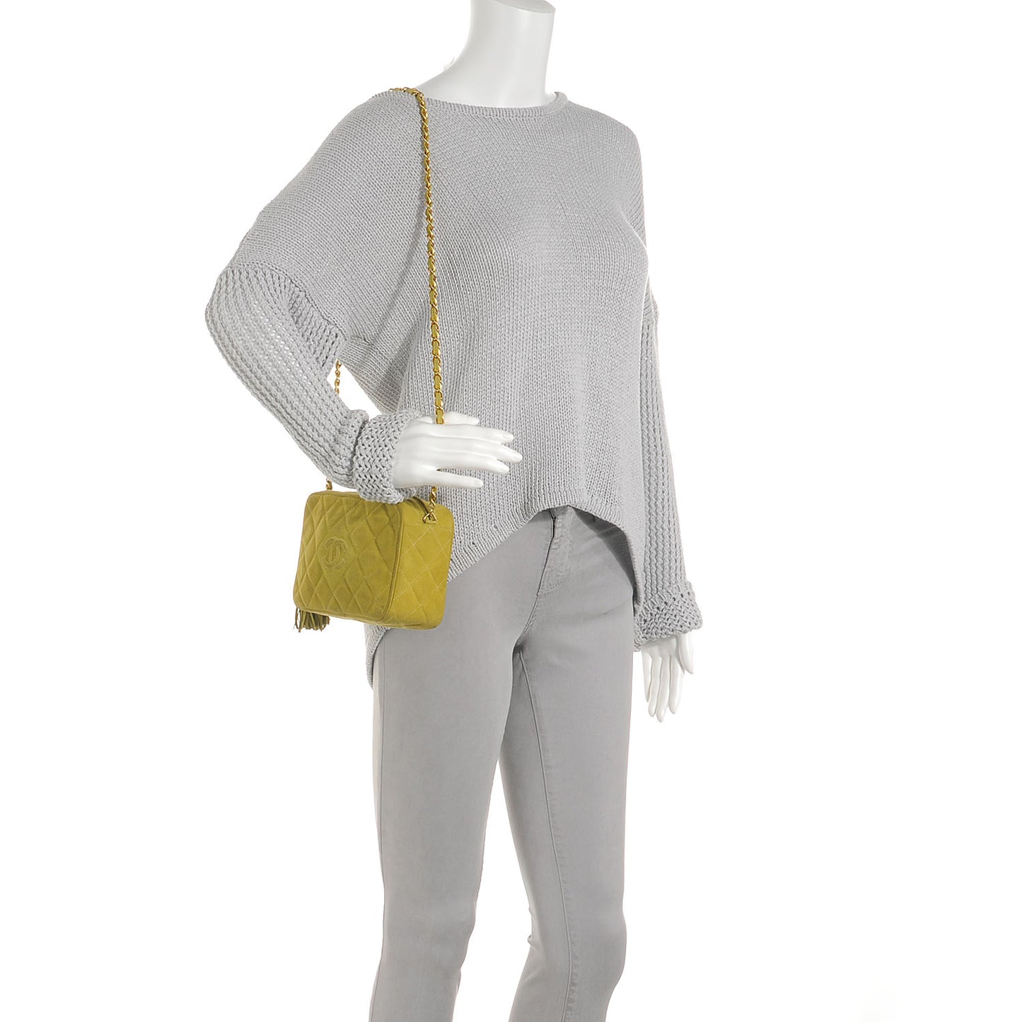 Suede Tassel Camera Case Chartreuse