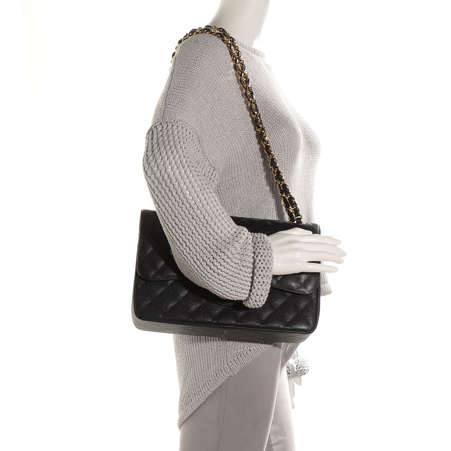 Chanel Caviar Quilted Jumbo Double Flap Black 2 of 9